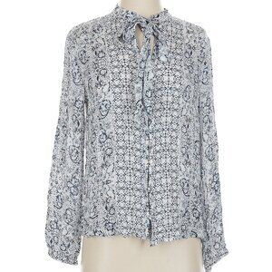 Lucky Brand Size XL Long sleeve Blue and white patterned blouse